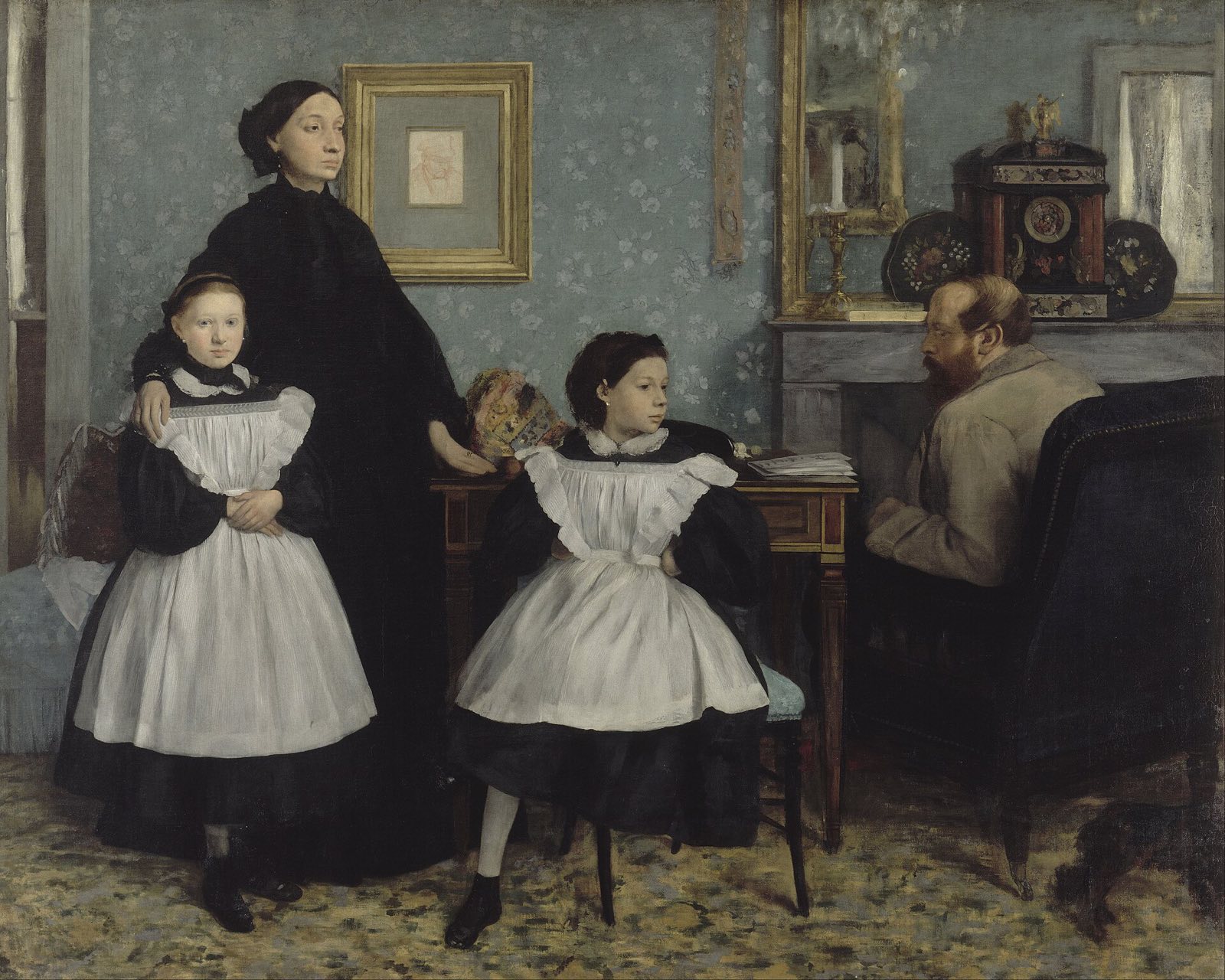 The Bellelli Family, by Degas: a mother in black, two daughters and a father seated with his back half turned.