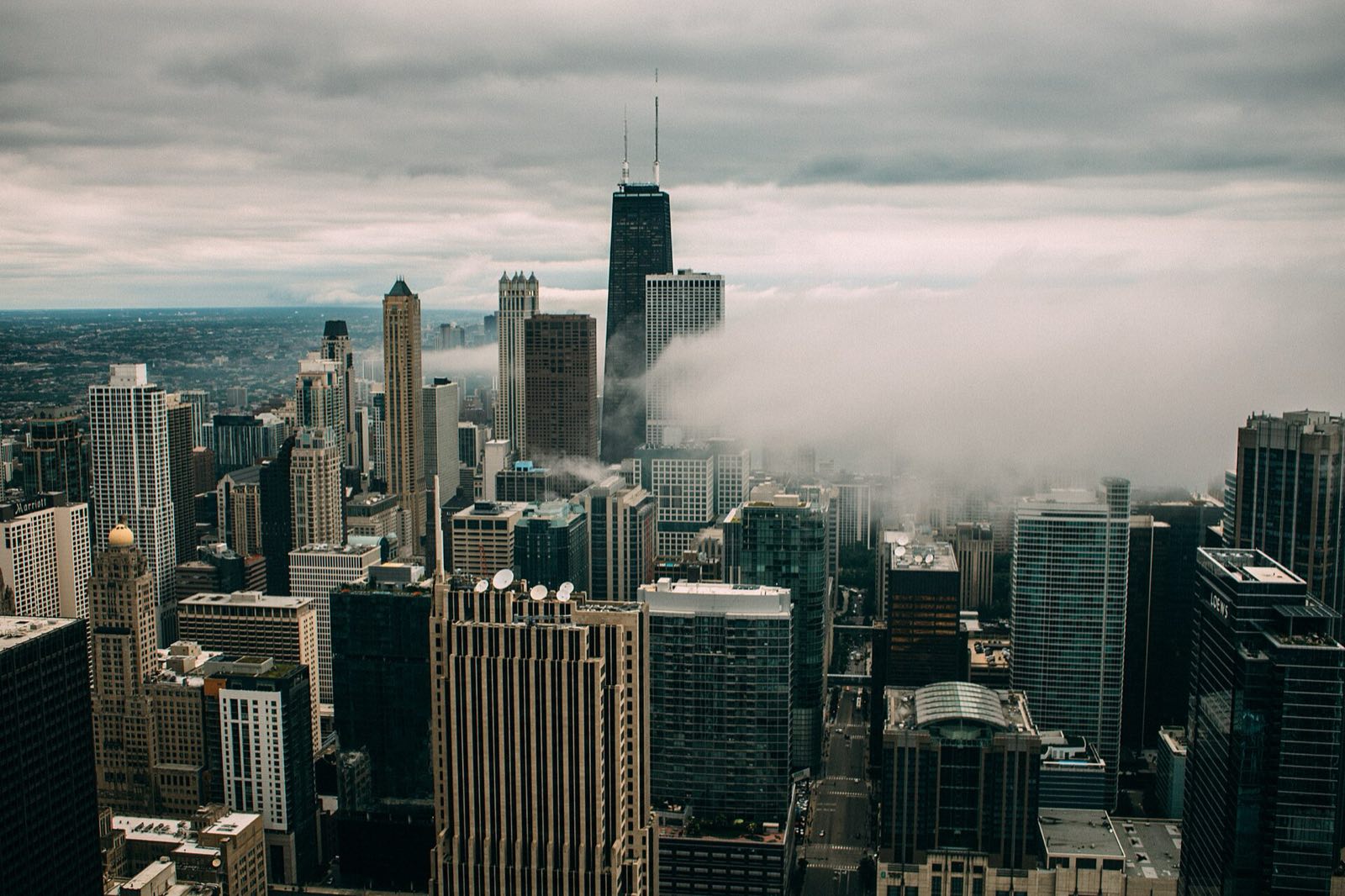 The towers of downtown Chicago from above.