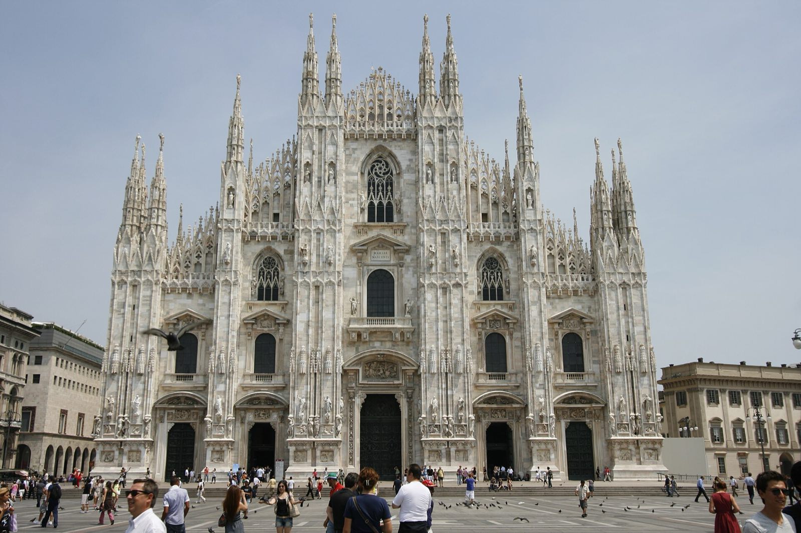 The marble facade of Milan Cathedral, crowded with spires.