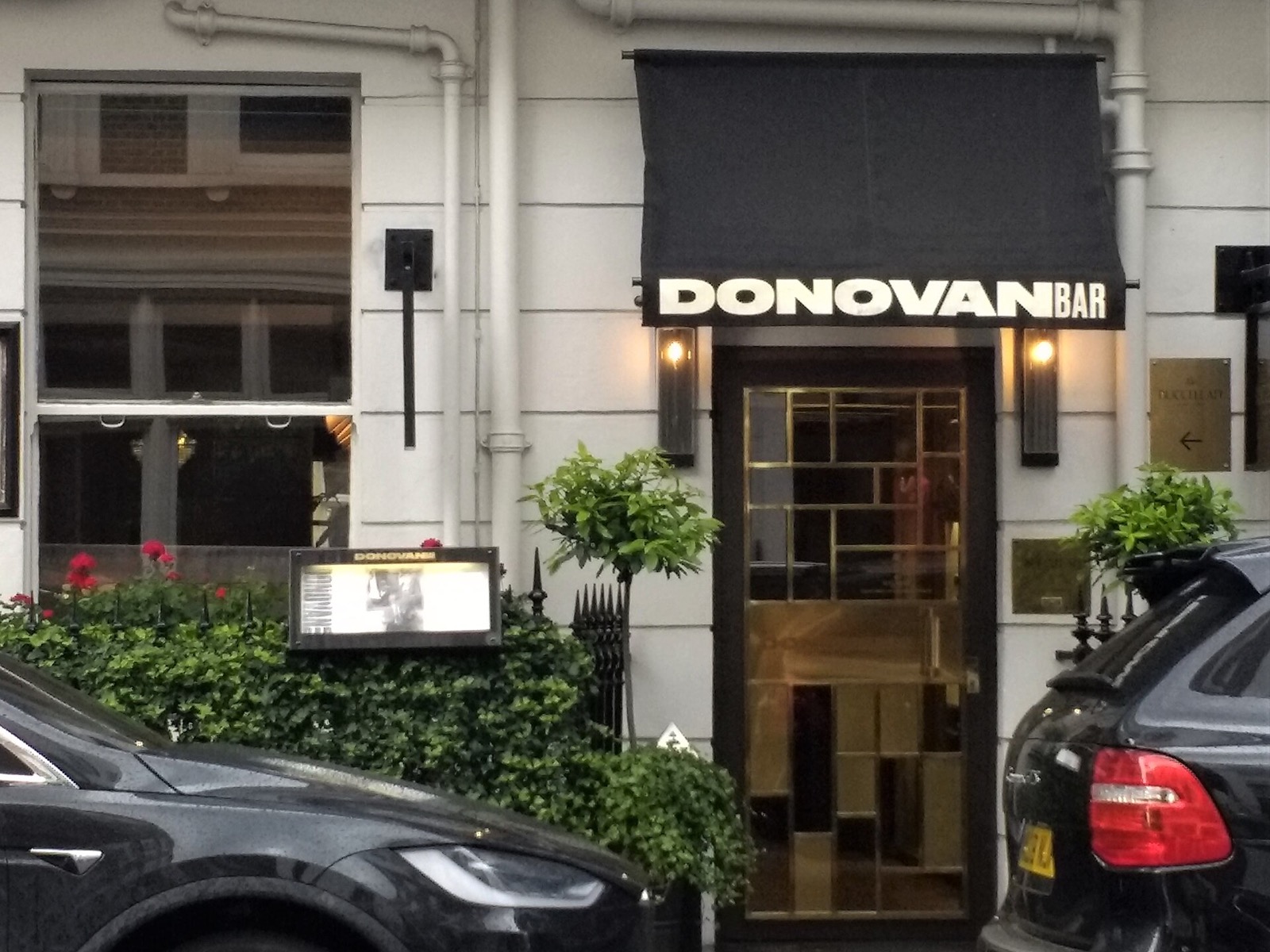 The street entrance of the Donovan Bar at Brown's Hotel.