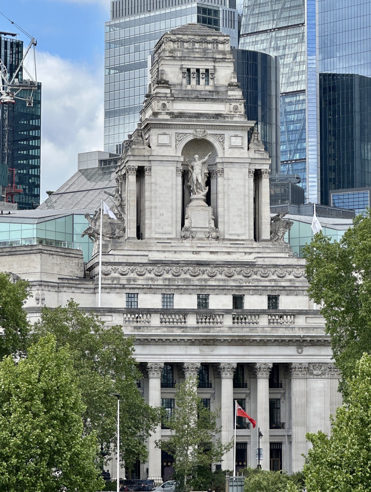 Ten Trinity Square seen from the Tower of London, with the towers of the City behind.