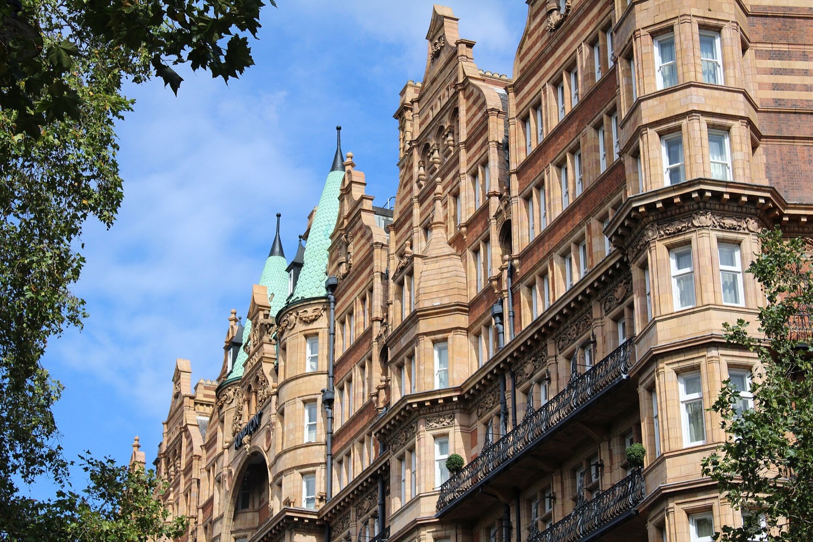 The Kimpton Fitzroy London on Russell Square, a hotel of pale terracotta crowded with turrets, gables and balconies.