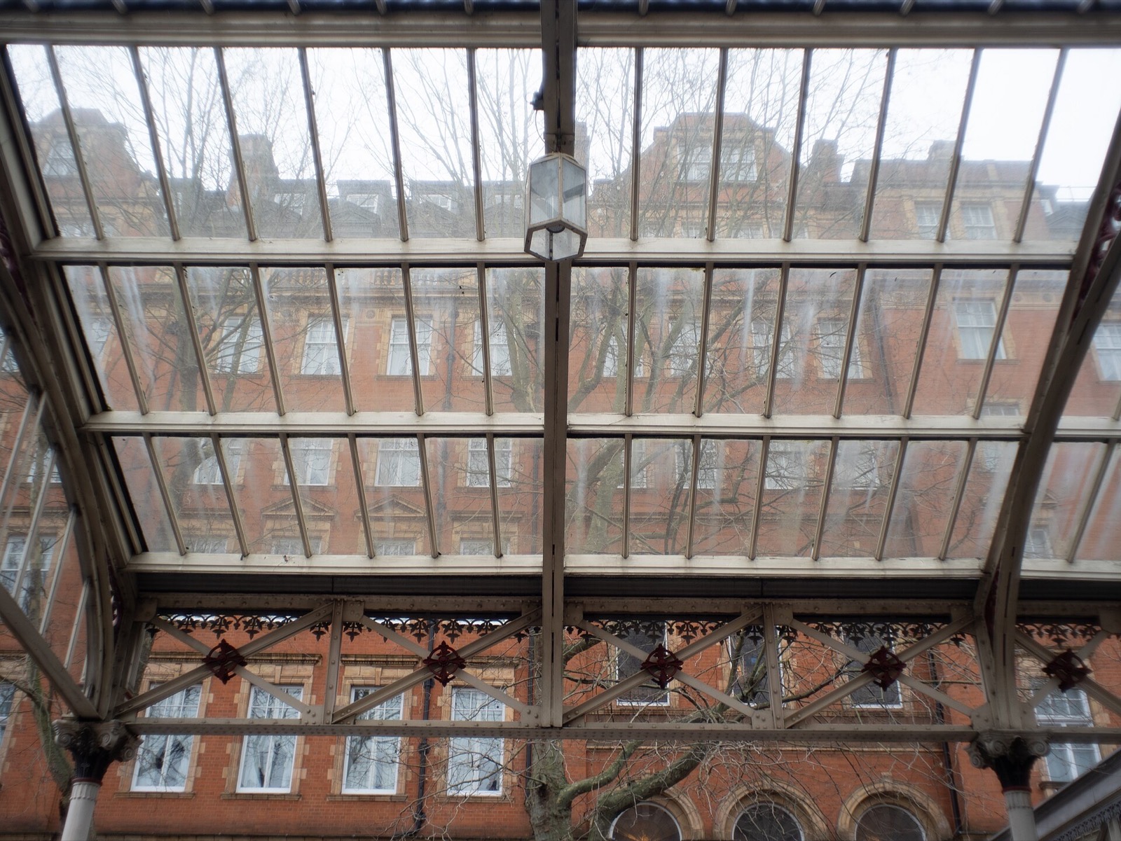 The Landmark London seen from under the glass roof that joins it to Marylebone station.