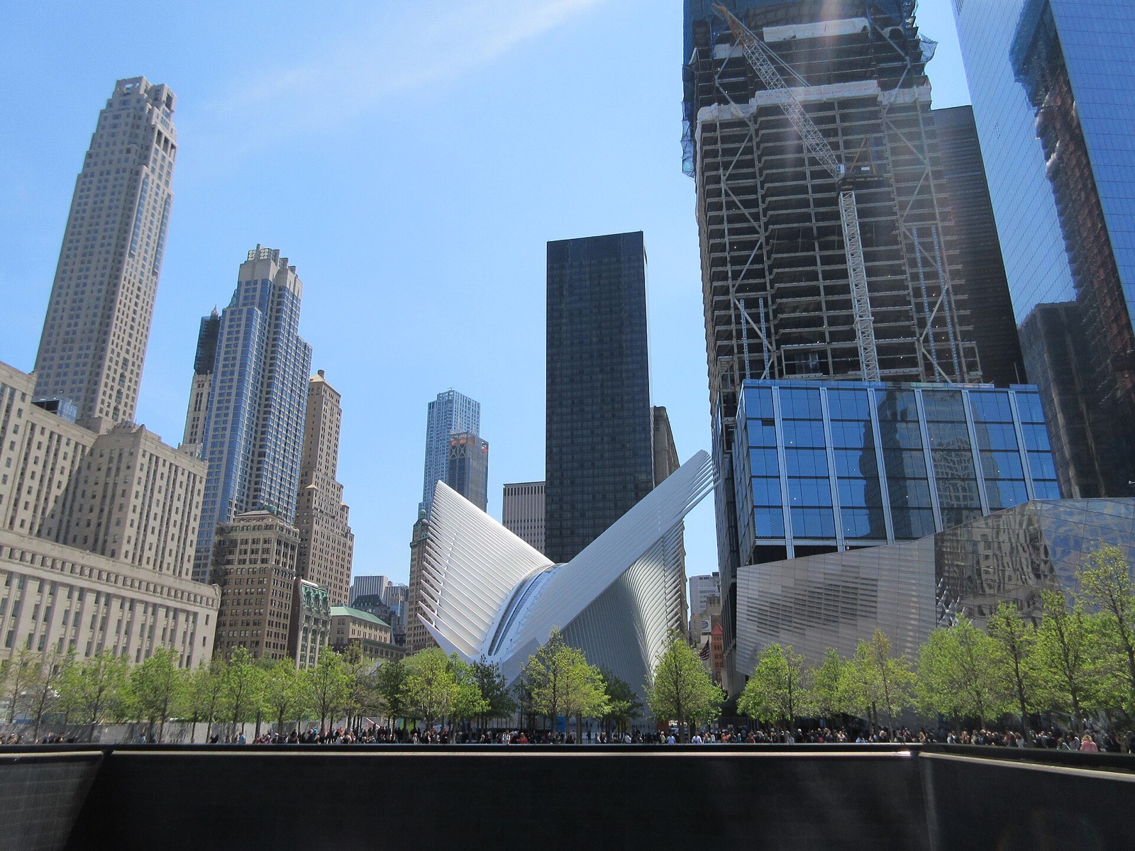 The tower at 30 Park Place seen from the World Trade Center, beyond the Oculus.