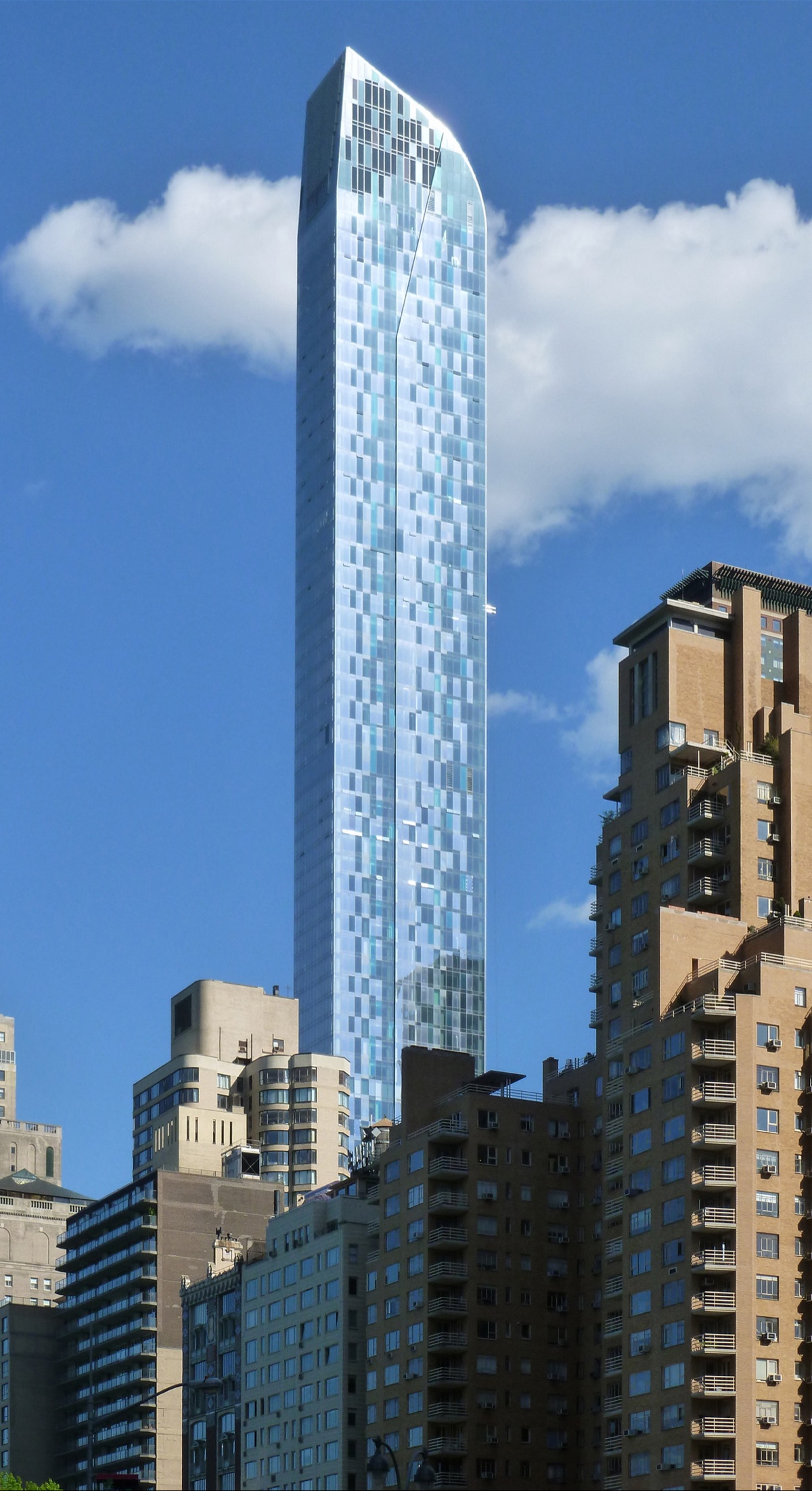 One57 rising above its neighbours, seen from Columbus Circle.