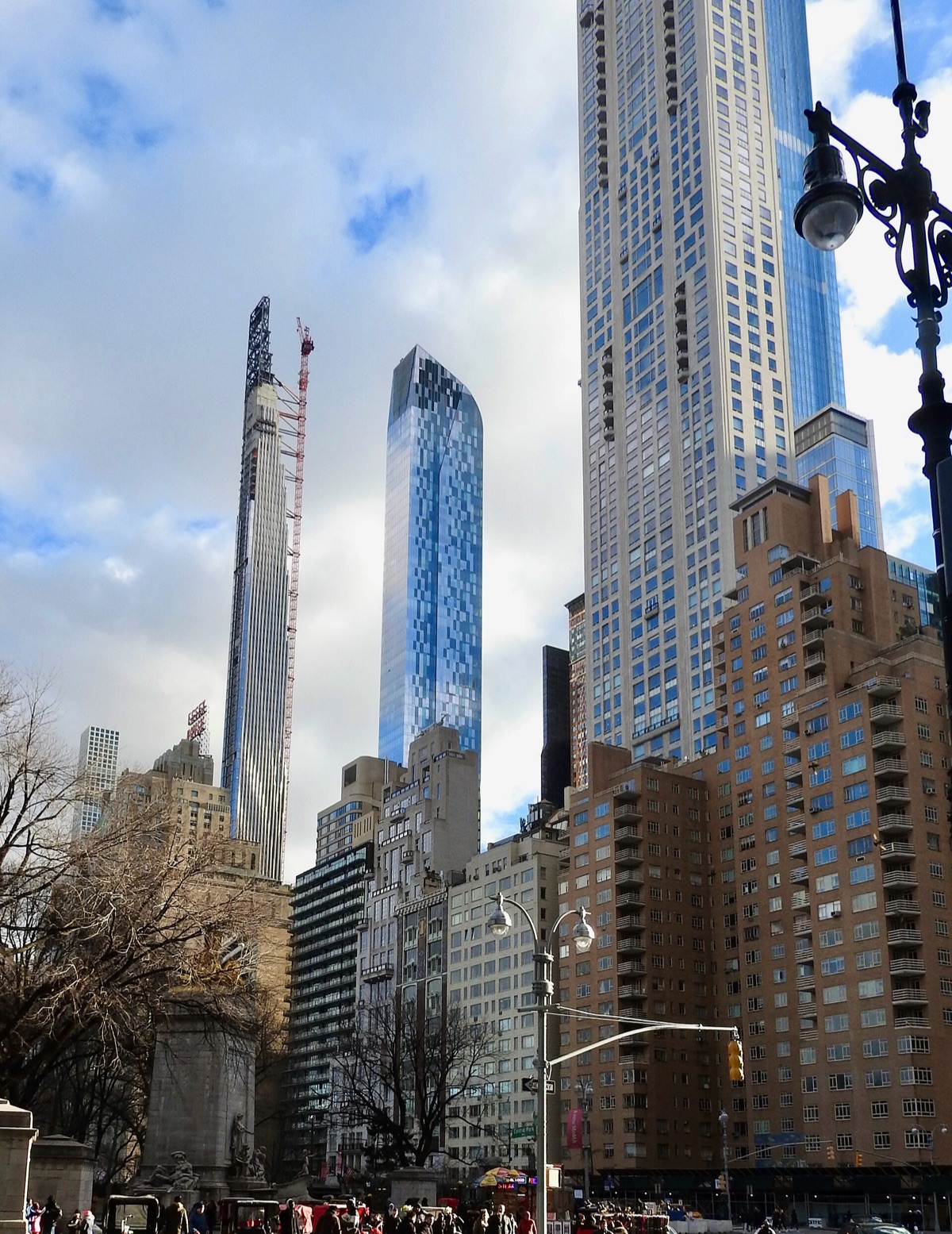 One57 and the other thin towers of 57th Street, seen from Columbus Circle.