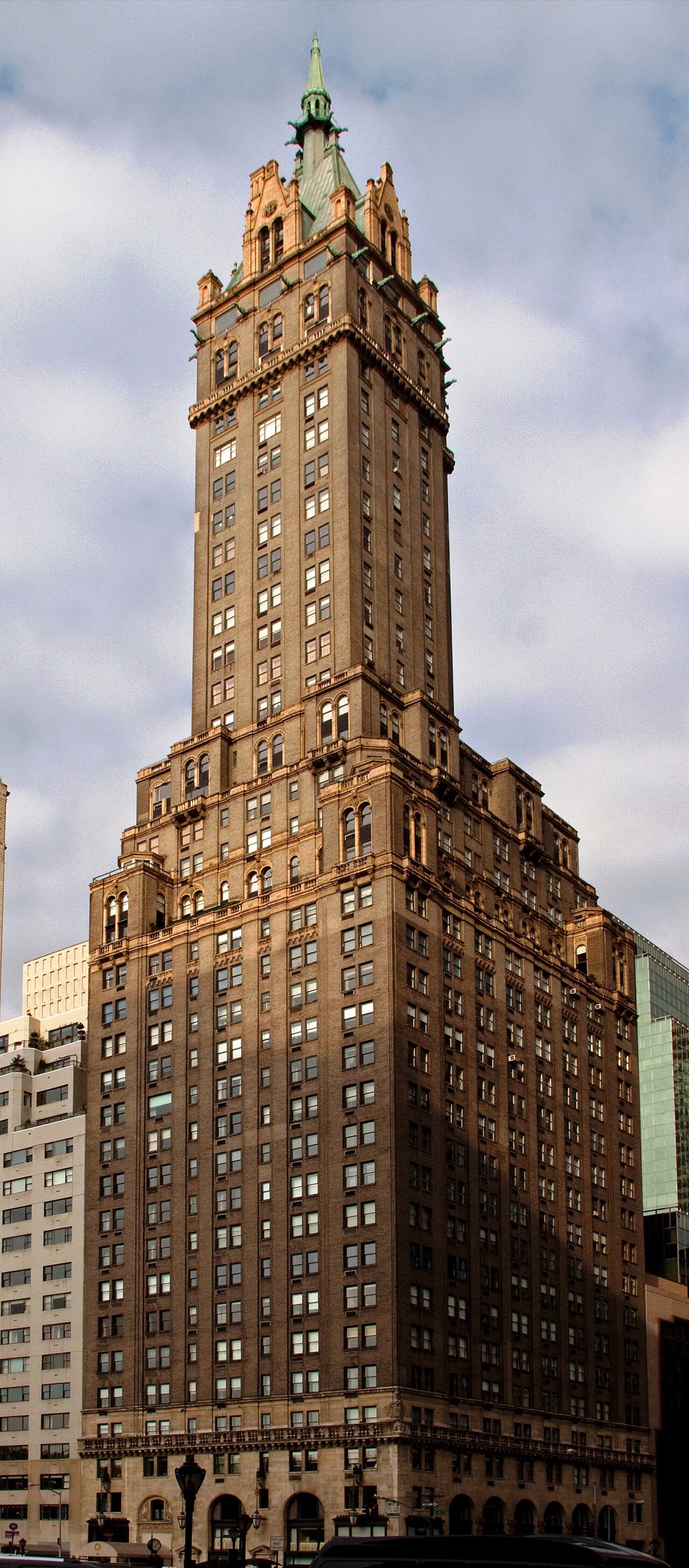 The Sherry-Netherland from Fifth Avenue, thirty-eight floors of brick and stone.