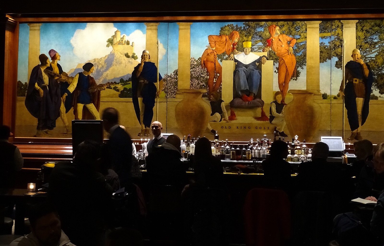 The King Cole Bar at the St. Regis, with Maxfield Parrish's mural of Old King Cole above the bottles.