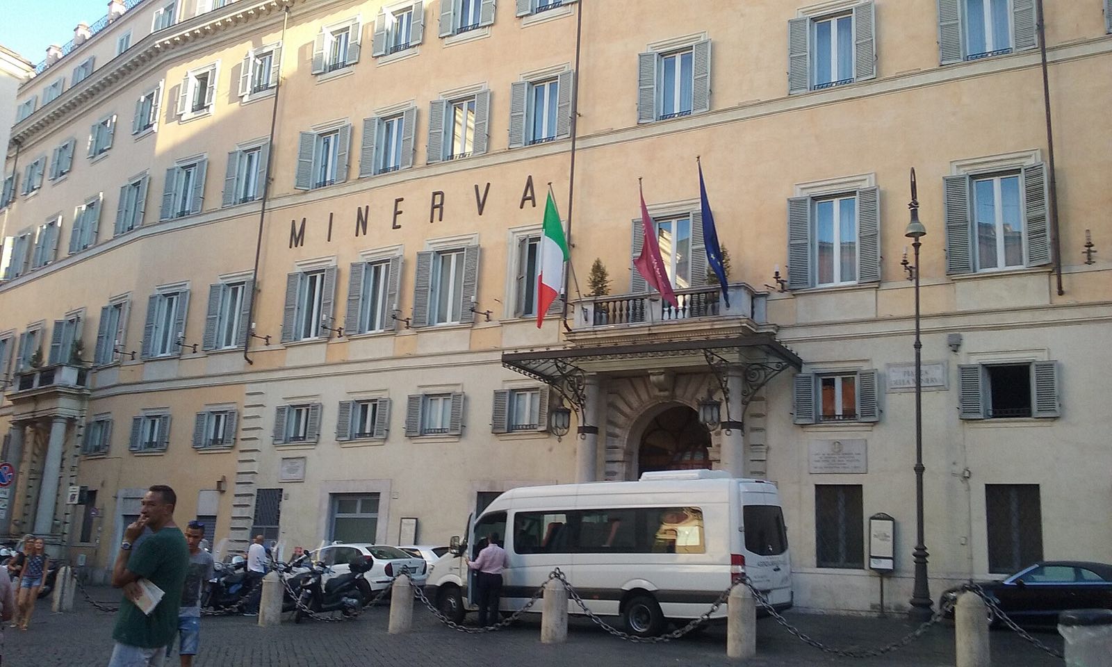 The hotel on Piazza della Minerva seen from the corner of the square.