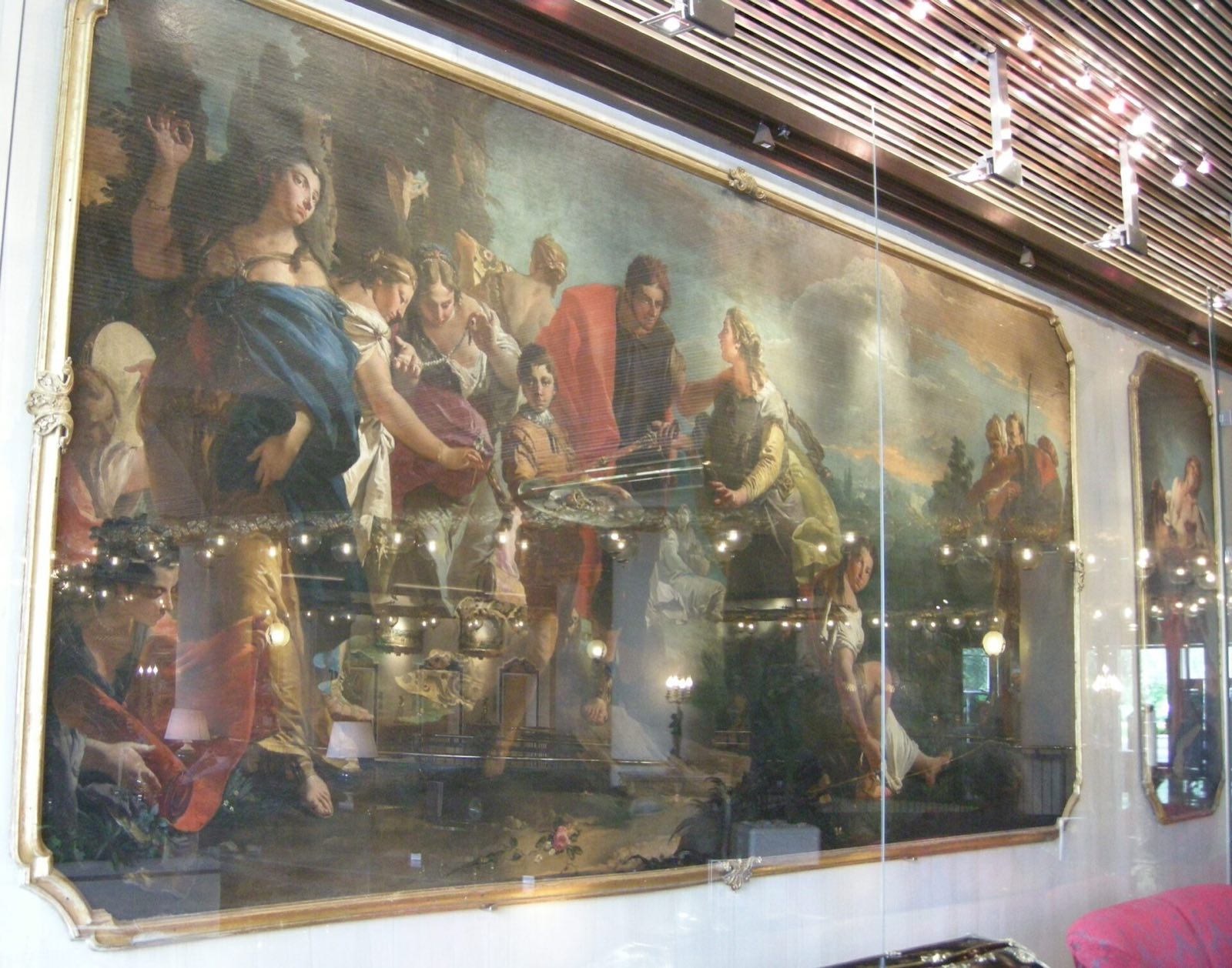 A large painting by Giambattista Tiepolo hanging in the lobby of the Rome Cavalieri.