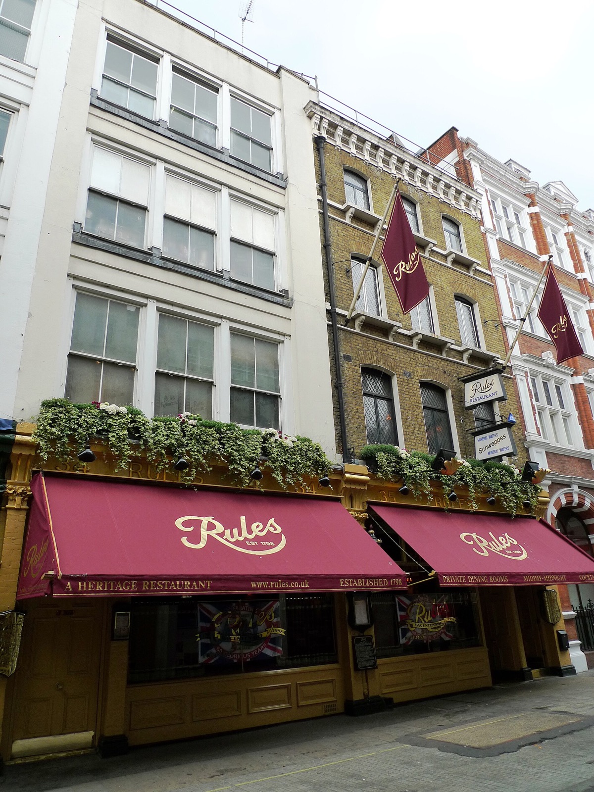 Rules seen along Maiden Lane in Covent Garden.