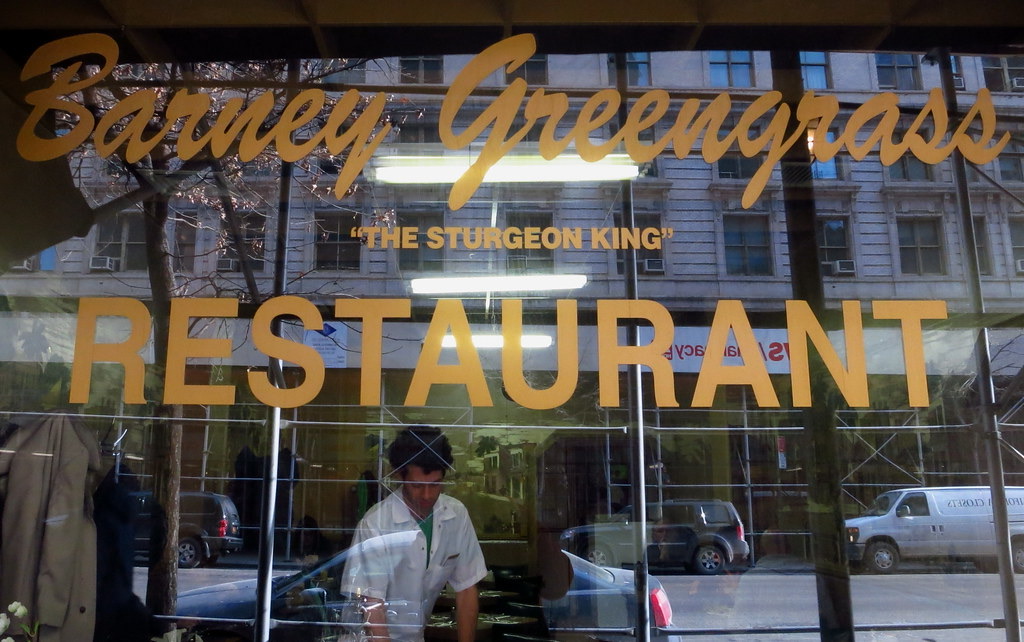 The name of Barney Greengrass in gold letters on its window.