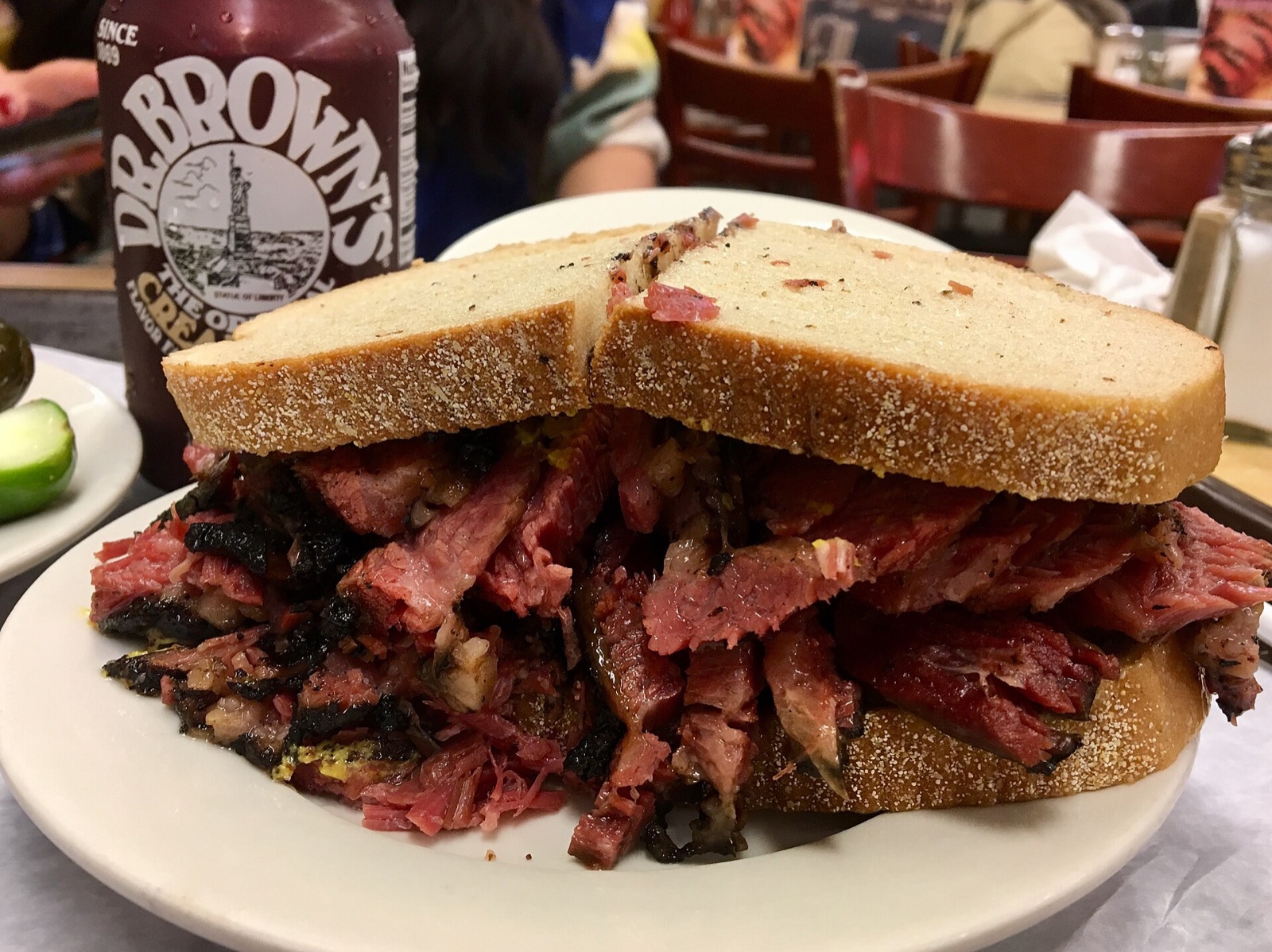A pastrami sandwich on rye at Katz's Delicatessen.
