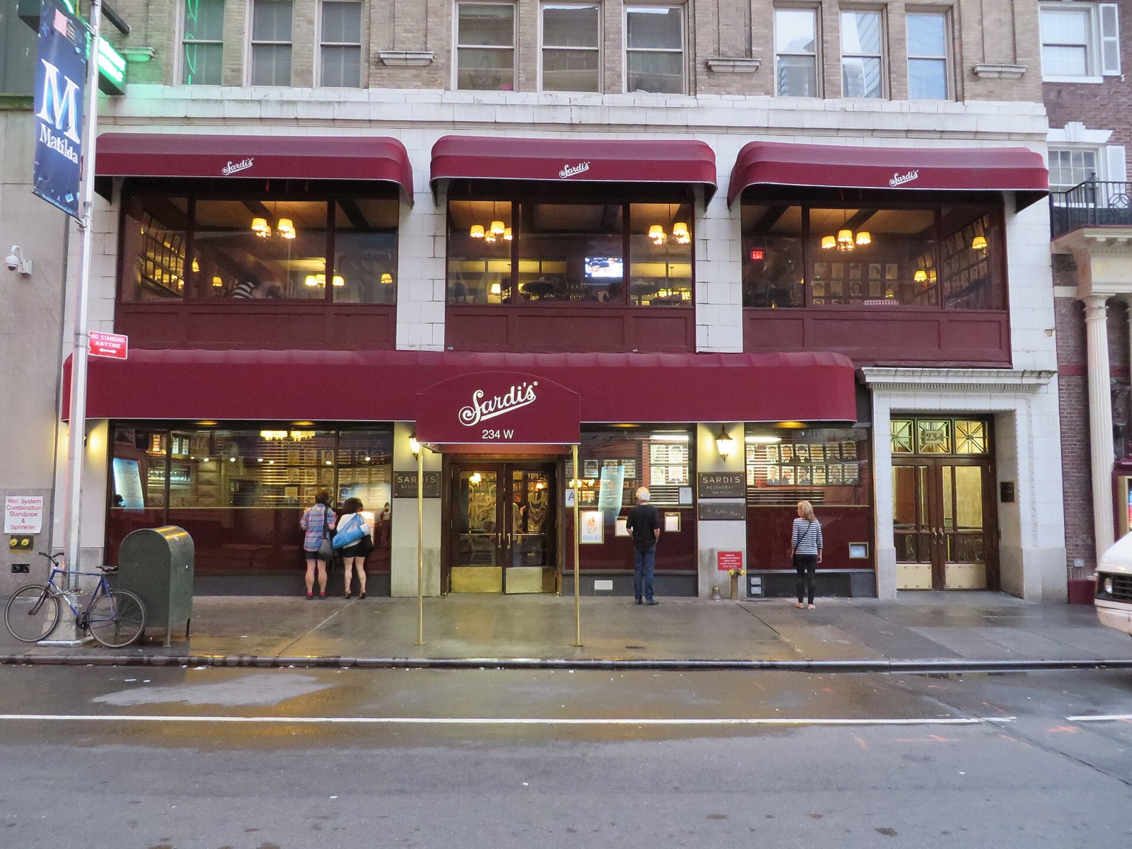 Sardi's on West 44th Street, with dark red awnings over its windows.
