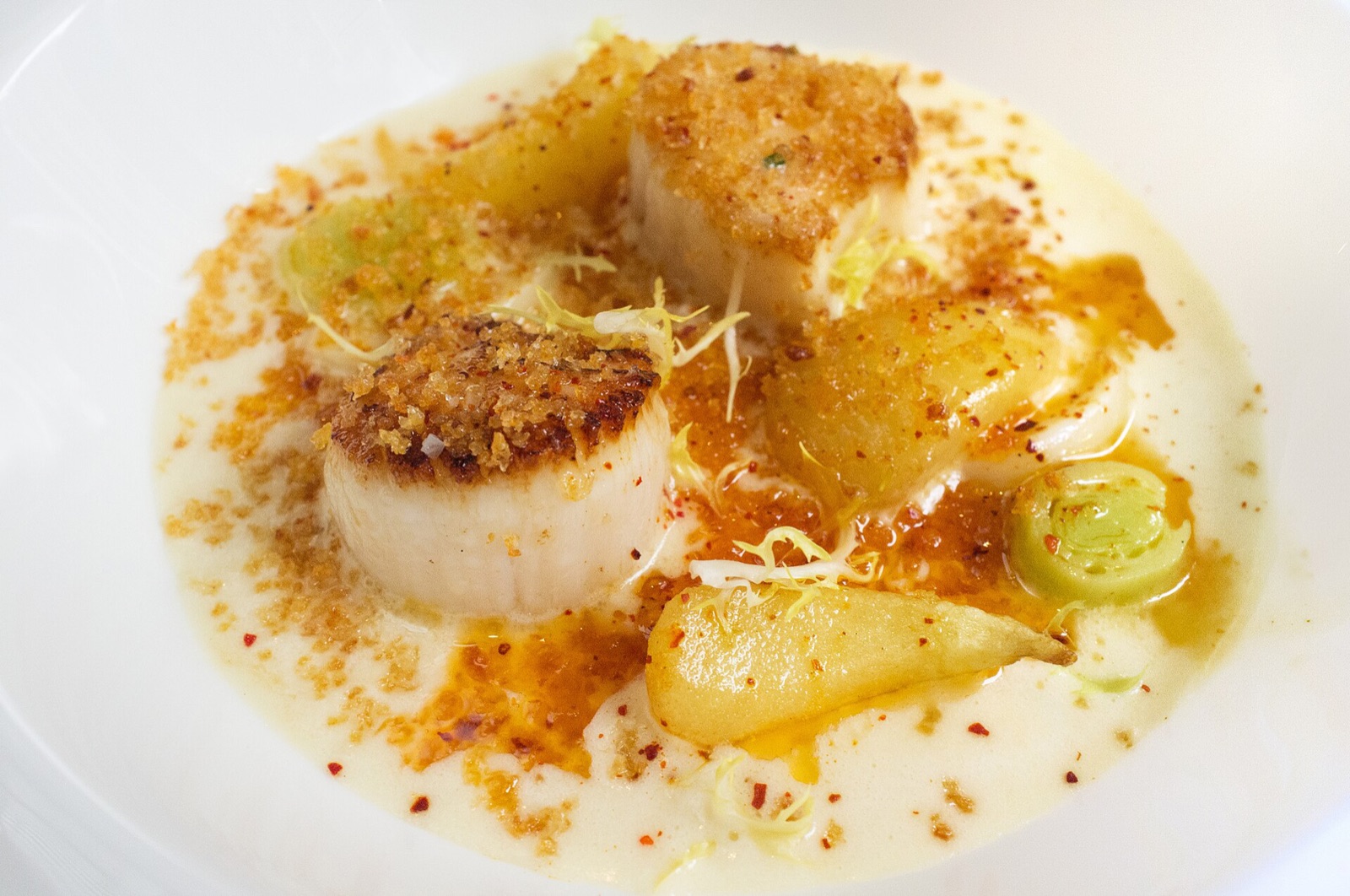 A plate of scallops at The Modern.