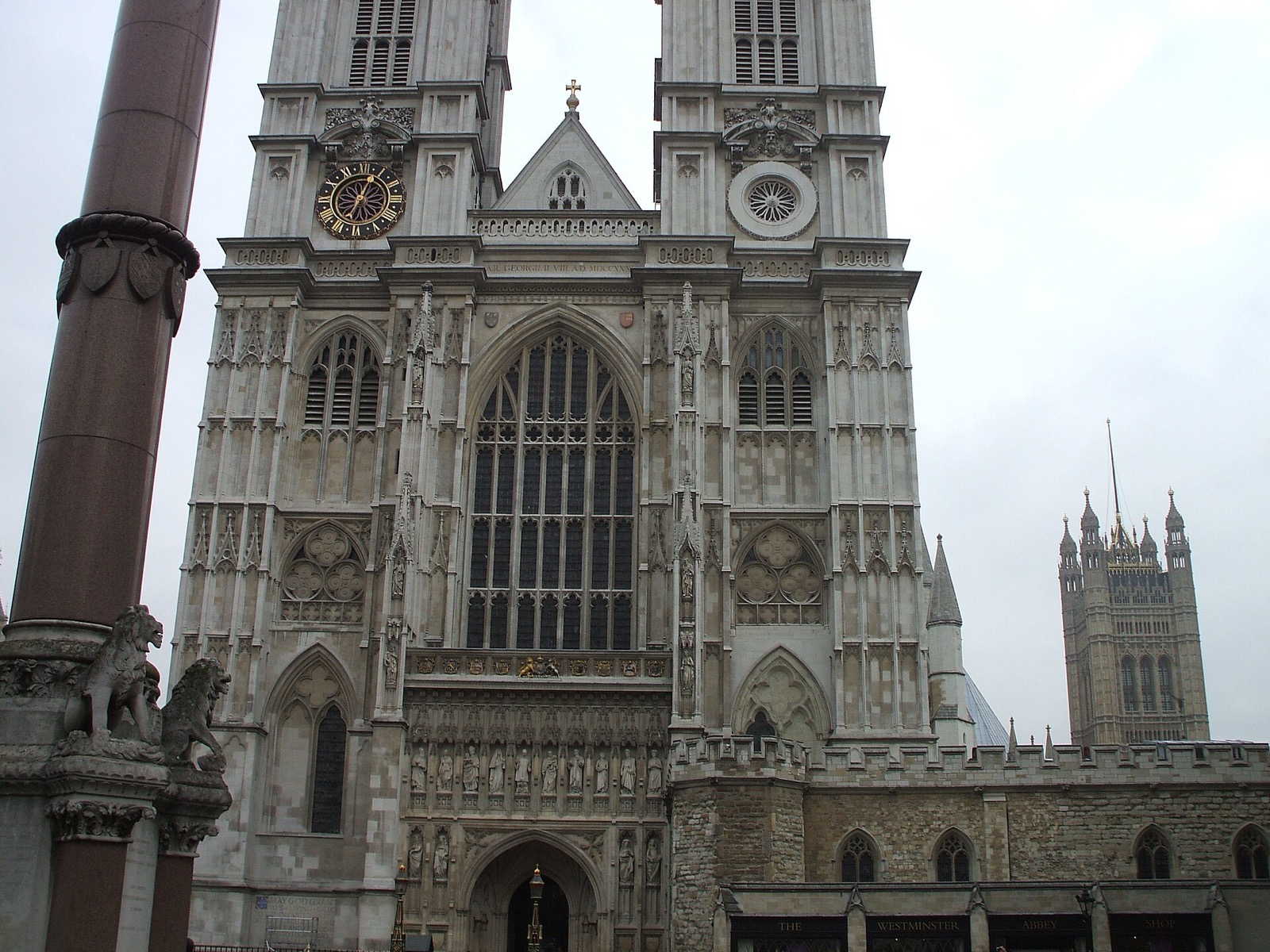 The west front of Westminster Abbey, with its two towers.