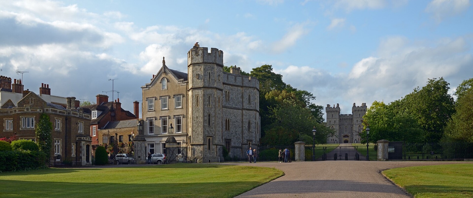 Windsor Castle at the end of the Long Walk, seen across the park.