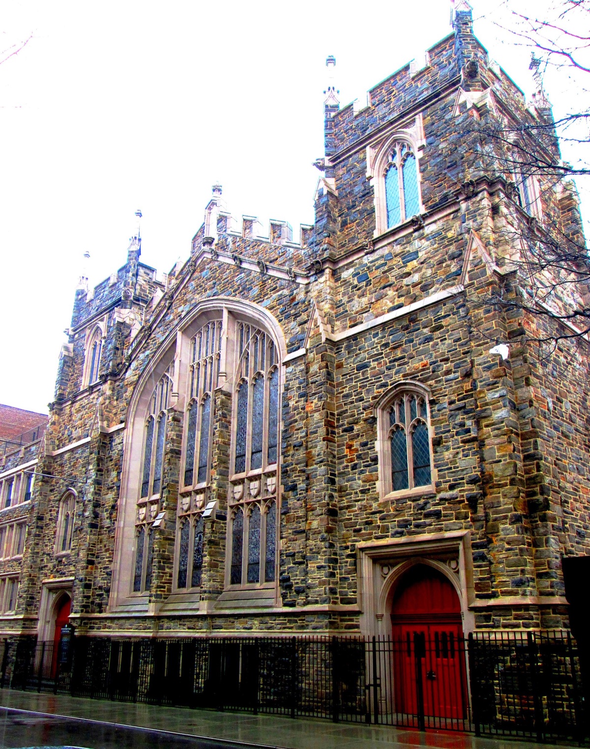 The Gothic stone front of the Abyssinian Baptist Church on West 138th Street.
