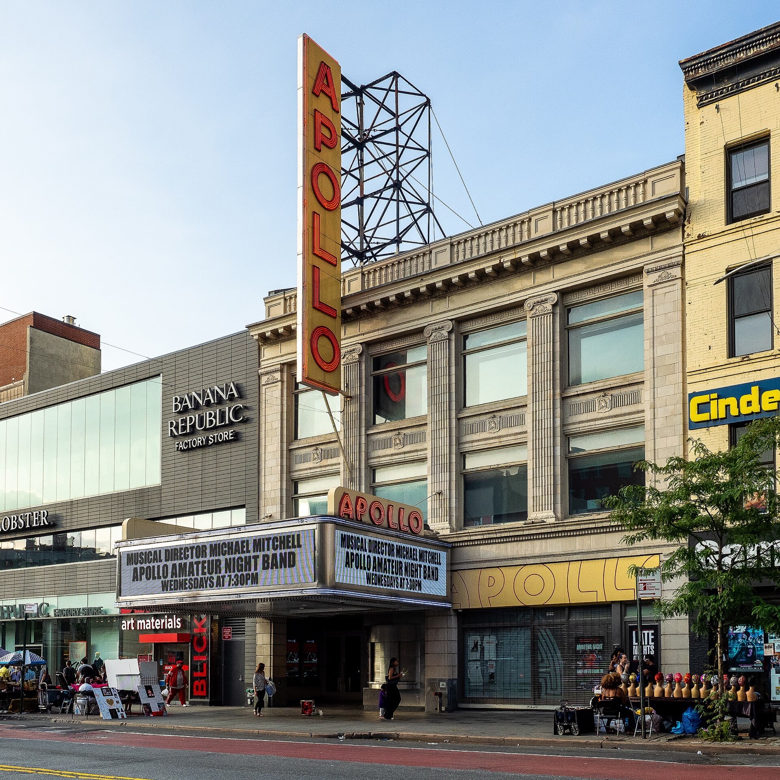 The Apollo Theater on 125th Street, with its tall red sign.