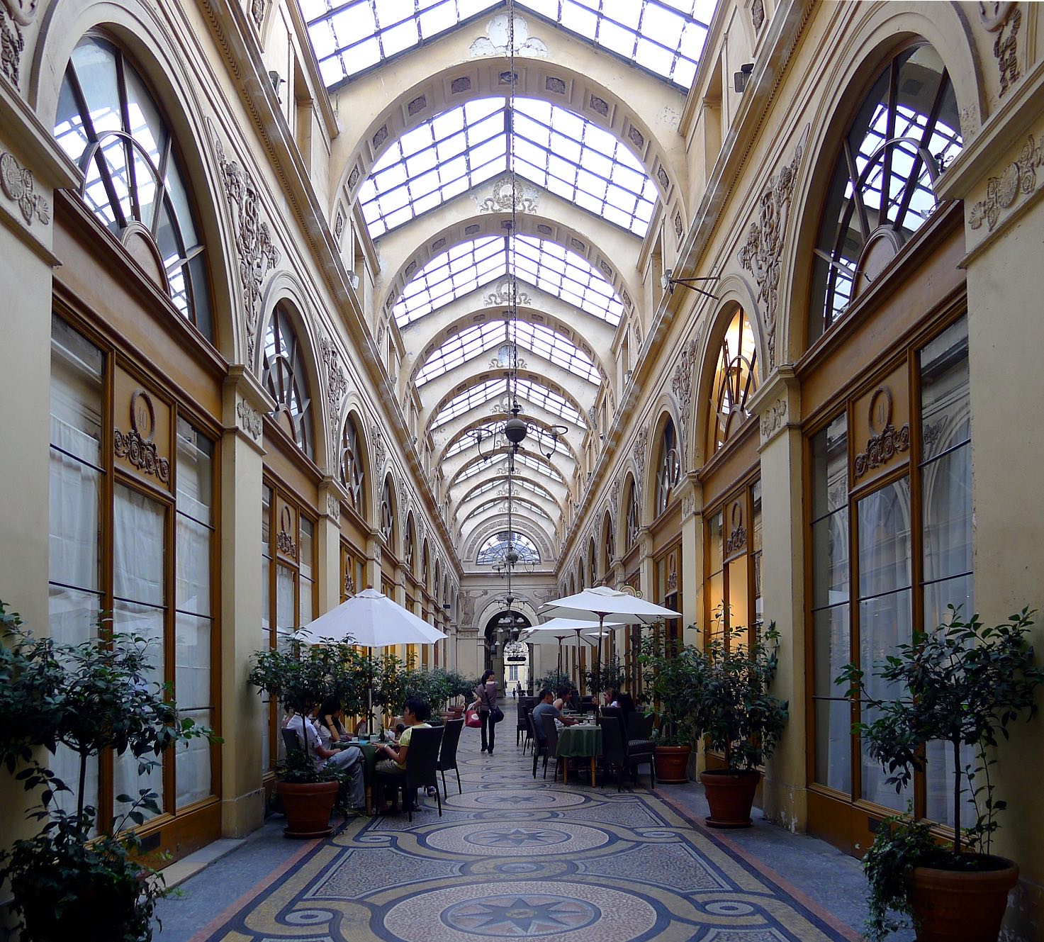 The Galerie Vivienne, with its mosaic floor and glass roof.