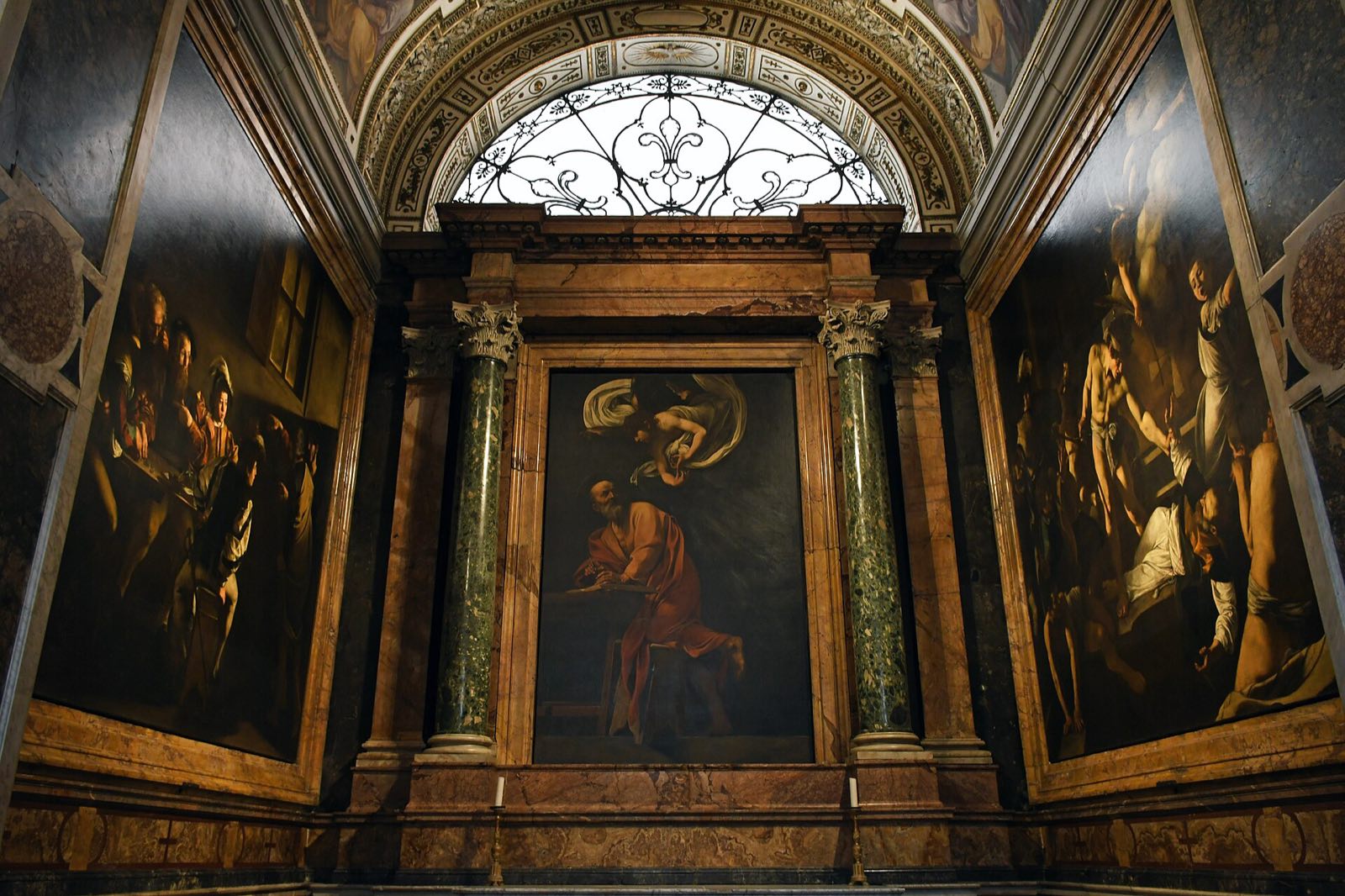 The Contarelli Chapel in San Luigi dei Francesi, with Caravaggio's three paintings of St Matthew on its walls.