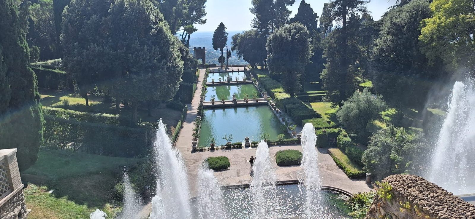 Fountains and pools in the terraced garden of the Villa d'Este at Tivoli.